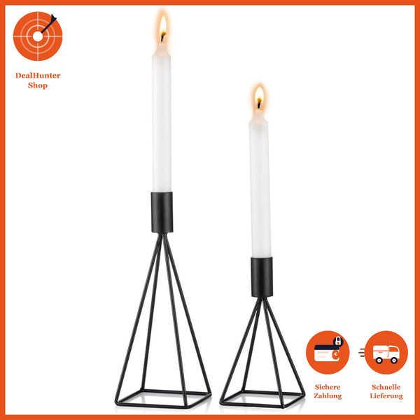 KerzenstäNder 2Er Set Metall Schwarz Vintage Deko Unterschiedliche GrößEn-image
