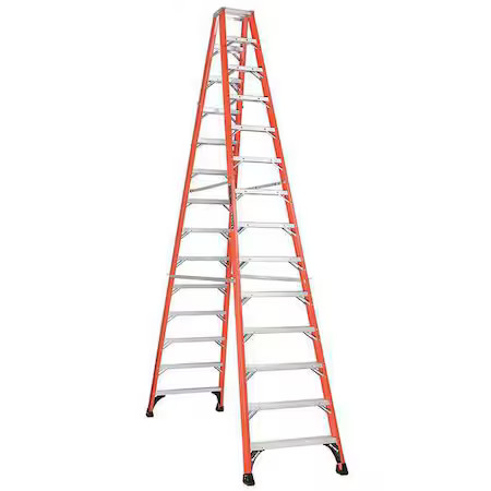 Louisville Fm1414hd 14 Ft Fiberglass Twin Stepladder, 375 Lb Capacity
