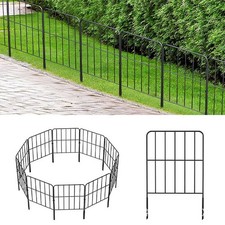 10pcs Rustproof Metal Garden Fence Panels Decorative Rectangle Lawn Border Edge