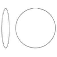Paar Ohrringe Creolen Rund Groß Ohrschmuck Aus 925 Silber Rhodiniert 62X1,5Mm