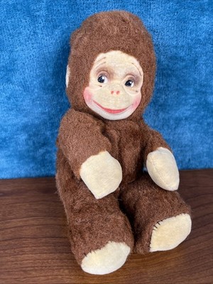 Knickerbocker Monkey Kuddles 8.5  Vintage Brown Smiley Tiny - Sweet Face