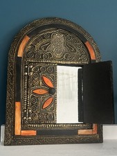 Vintage Moroccan Style Arched Wall Mirror with Decorative Opening Doors Boho