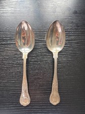 Pair Vintage EPNS A1 Silver Plated Soup Spoons Classic Sheffield Style Pattern