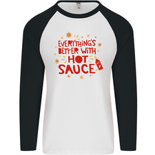 Everything's Better With Hot Sauce Funny Food Mens L/S Baseball T-Shirt
