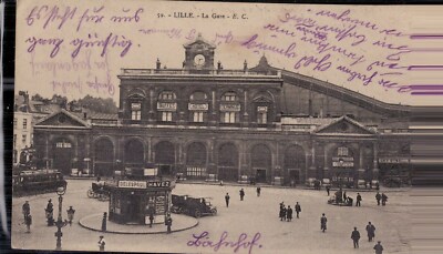 LILLE   -   La Gare    gelaufen 1914
