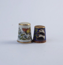 Porzellan Fingerhut 2 Stück Panda Schmetterling Motiv Vintage Deko