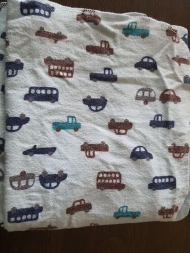 Carter's Bus flannel car truck blu navy brown baby Blanket Cotton Receiving Baby - Picture 1 of 7