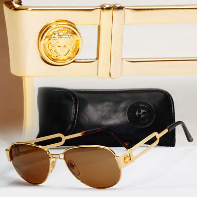 Gianni Versace Sunglasses 1996 Vintage Gold Medusa Pilot MOD S56