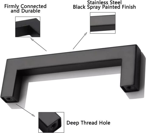 5 Kitchen Cabinet Door Handles Drawer Cupboard Pulls Black T Bar 102mm Hole - Picture 2 of 7