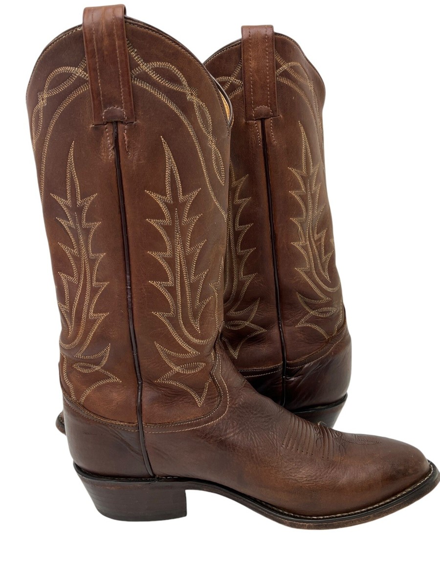 Tony Lama Brown Leather Western Cowboy Boots Men\'s Size 9 D Pull On 2941 Men main image 3