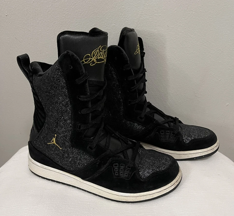 De Colección Niña’s Nike Jordan Flight 23 Negro 6” Bota Tenis Juveniles Talla 7 Mujer’s 8.5 Foto 2 de 4