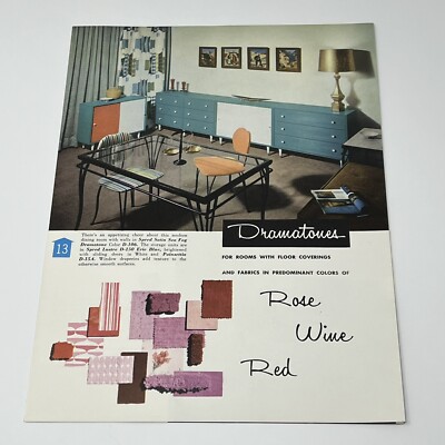 1970's Dramatones Rose Wine Red Paint Floor Covering Color Catalog Brochure