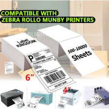 500-10000 Fanfold 4x6INCH Direct Thermal Shipping Labels for Zebra Rollo Printer