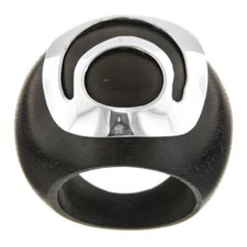 Dark Wood 925 Sterling Silver Contrasted Ring