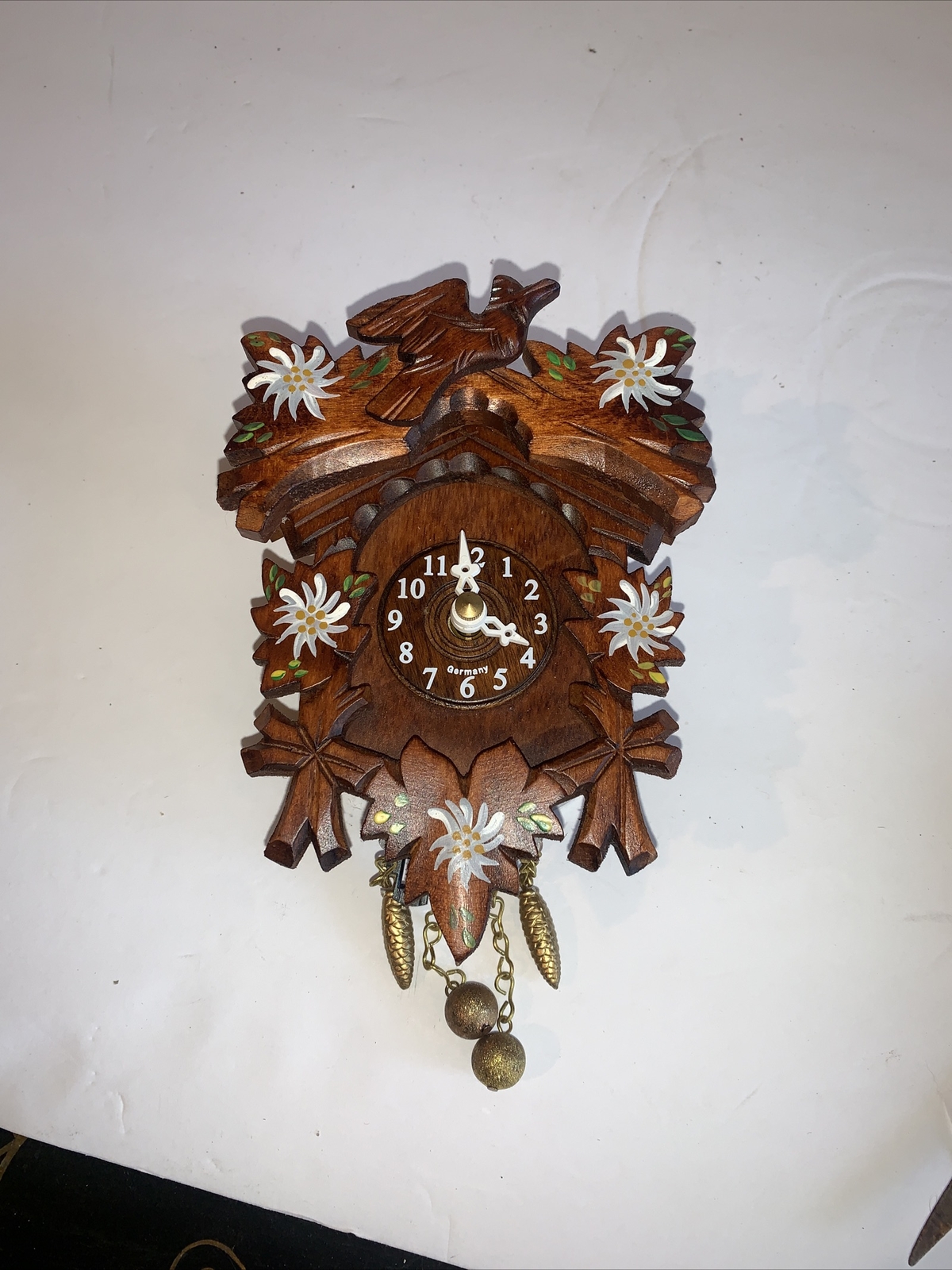 vintage mini kuckulino cuckoo clock Black Forest Painted Flowers