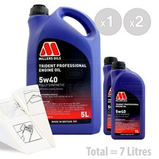 Car Engine Oil Service Kit / Pack 7 LITRES Millers Trident Pro 5W-40 7L 7.28 per litre