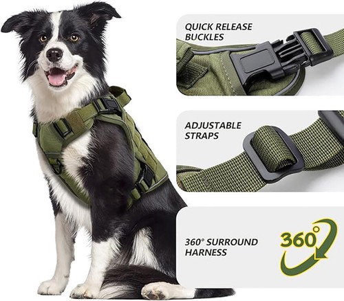 Tactical Dog Harness with Handle No-pull Large Military Dog Vest US Working Dog - Picture 3 of 25