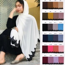 Chiffon Scarves Black Embroidered Lace Shawls Muslim Hijabs Head Scarves Wraps
