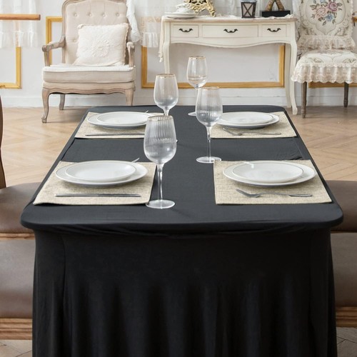Luxurious Beige Linen-like Placemats Set of 8 - Perfect for Any Dining Occasion - Picture 7 of 9