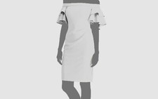 $155 Ralph Lauren Women's White Ruffle Off Shoulder Crepe Sheath Dress Size 0