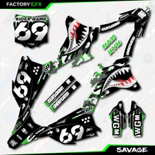 Gray & Green Savage Racing Graphics Kit fits Kawasaki Kx100 14-21 Plates Kx 100