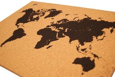 Bacheca in Sughero "Mappa del Mondo" | Sughero Naturale | 90x60 cm | Memoboard Contorno Motivo Mondo 