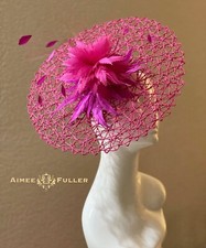 Aimee Fuller Kentucky Derby Del Mar Opening Day Fascinator Hat Hot Pink Fuchsia