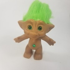 Ace Novelty Treasure troll with Green Eyes, Green hair and green gem on belly,