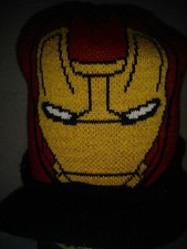 Ironman Child Beanie Marvel Brim Hat Super Hero Red/Gold Warm Character Cap B