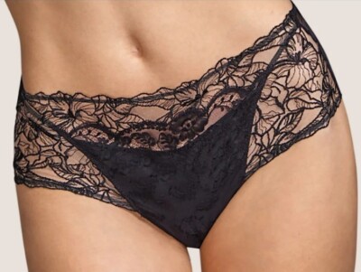 Andres Sarda Tamara Luxury Lace High Waist Black Briefs Sz 12 Medium