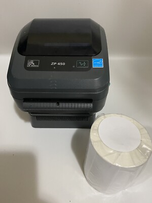 Zebra ZP450 Thermal Label Printer w free Labels & Cable