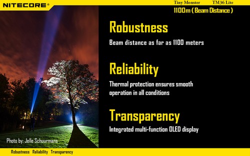 Nitecore TM36 Lite SBT-70 Flashlight 1800Lm w/Carrier Strap & Charger - Picture 6 of 8
