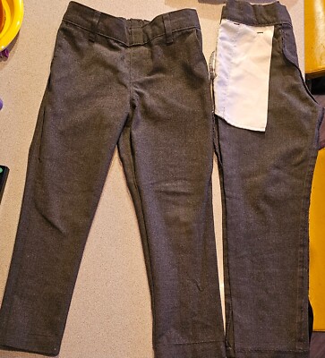 M&S 2 x graue Jungen-Schulhose 3-4 Jahre verstellbare Taille - SLIM FIT - LANG - sehr guter Zustand