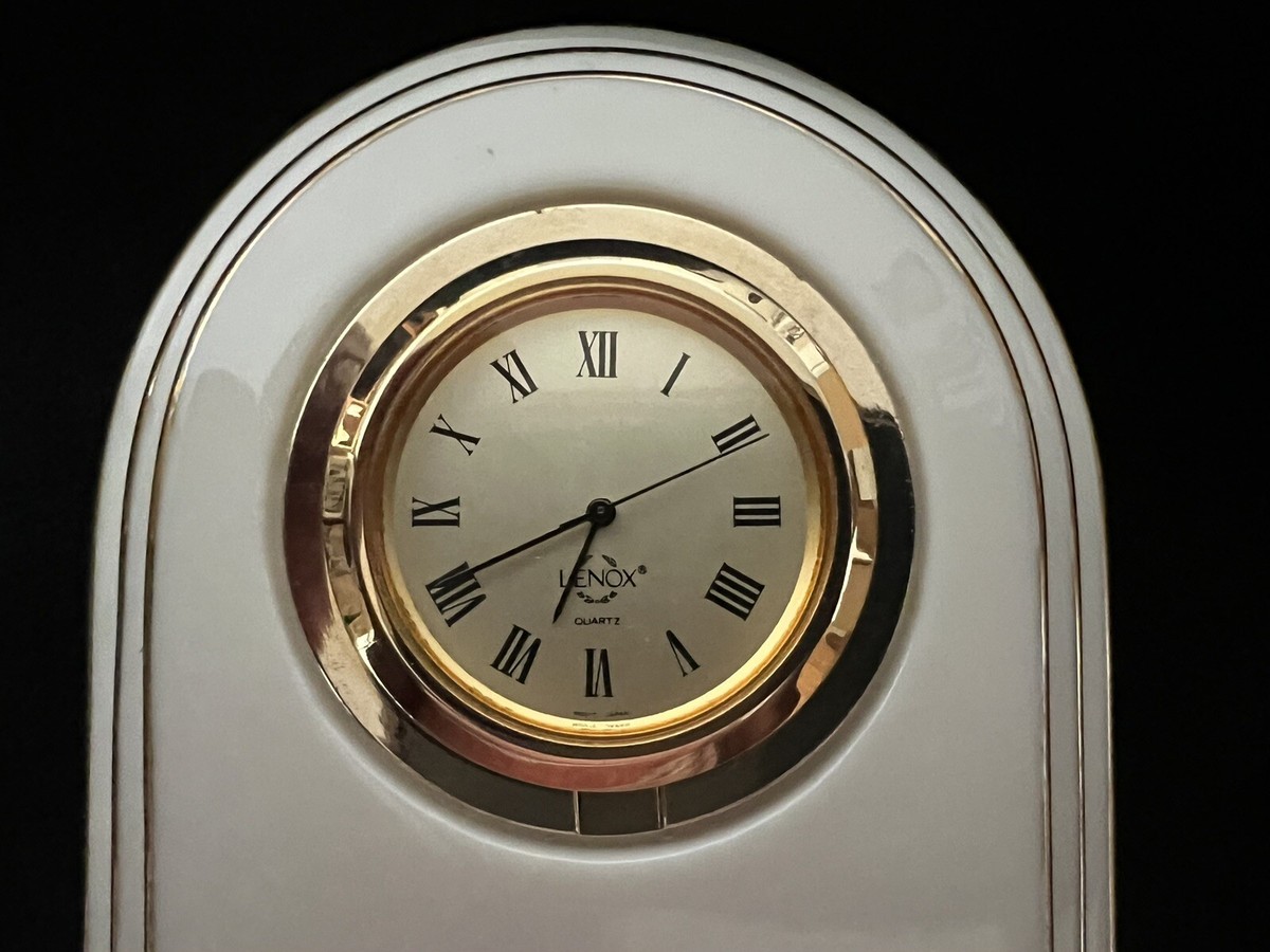 Lenox Eternal Desk Clock~Porcelain w/Gold Trim~Art Deco Style~New