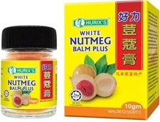 4 x 10g Hurix's Salap Pala Penang Nutmeg Balm Relieve Cold, Headache, Block Nose
