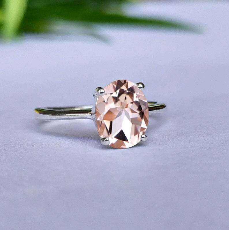 14k Rose Gold Oval Morganite Diamond Double Halo Engagement Ring Vinta –  ASweetPear