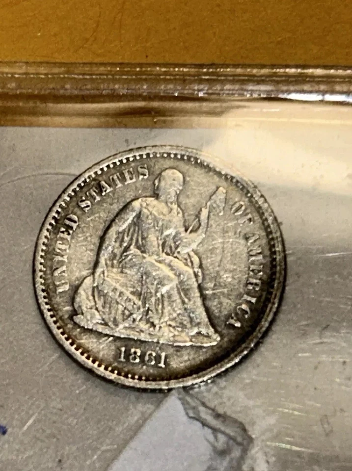 Trifecta Silver Half Dimes Choice Extra Fine 1858 o, 1861, 1872 all wonderful! - Image 3 of 4