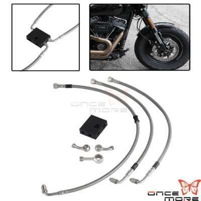 Extended Length Upper Lower Brake Line For Harley Softail Low Rider ST S 18+