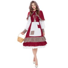 Women Cosplay Costume Little Red Riding Hood Masquerade Drama Performance Wear