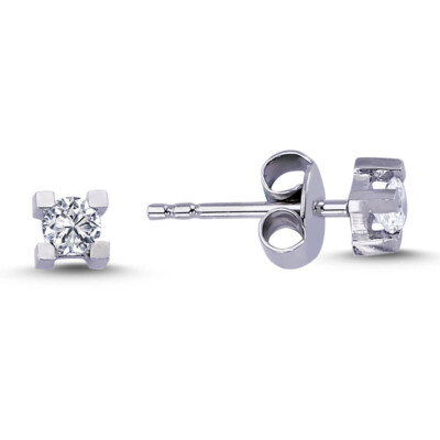 0,22 Carat Diamant Solitär Ohrringe 14 Karat Weißgold