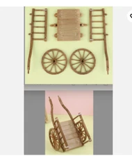 VINTAGE 6'' HAY/FARM CART 1:24 G SCALE DIORAMA ACCESSORIES MINIATURE!