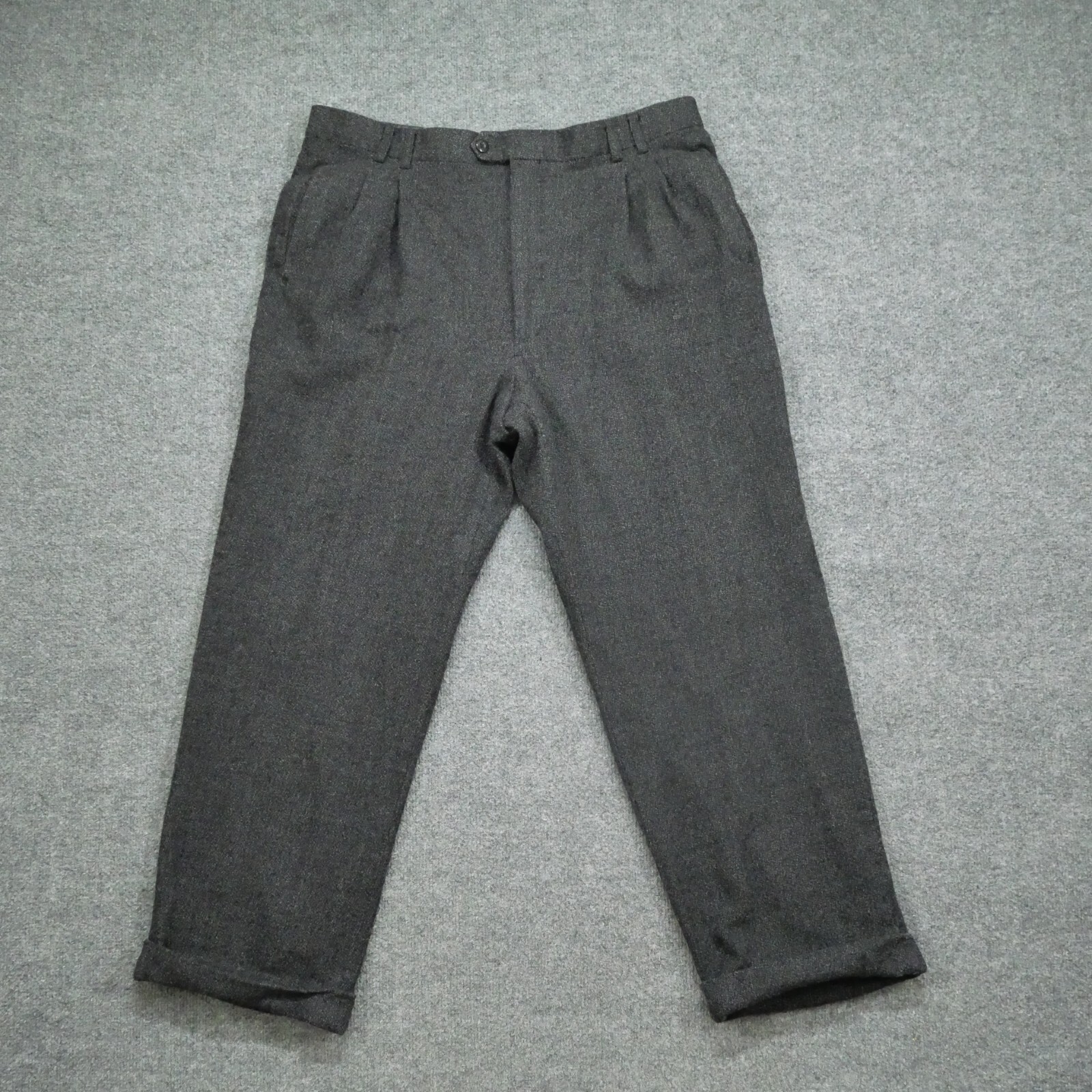 Vintage St Croix Pants Mens 40 Grey Lambs Wool Cashmere Dress Cuffed Italy 39x28
