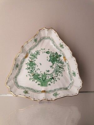 HEREND PORZELLAN HANDPAINTED INDIAN BASKET GREEN SCHALE 191/FV 1.Wahl