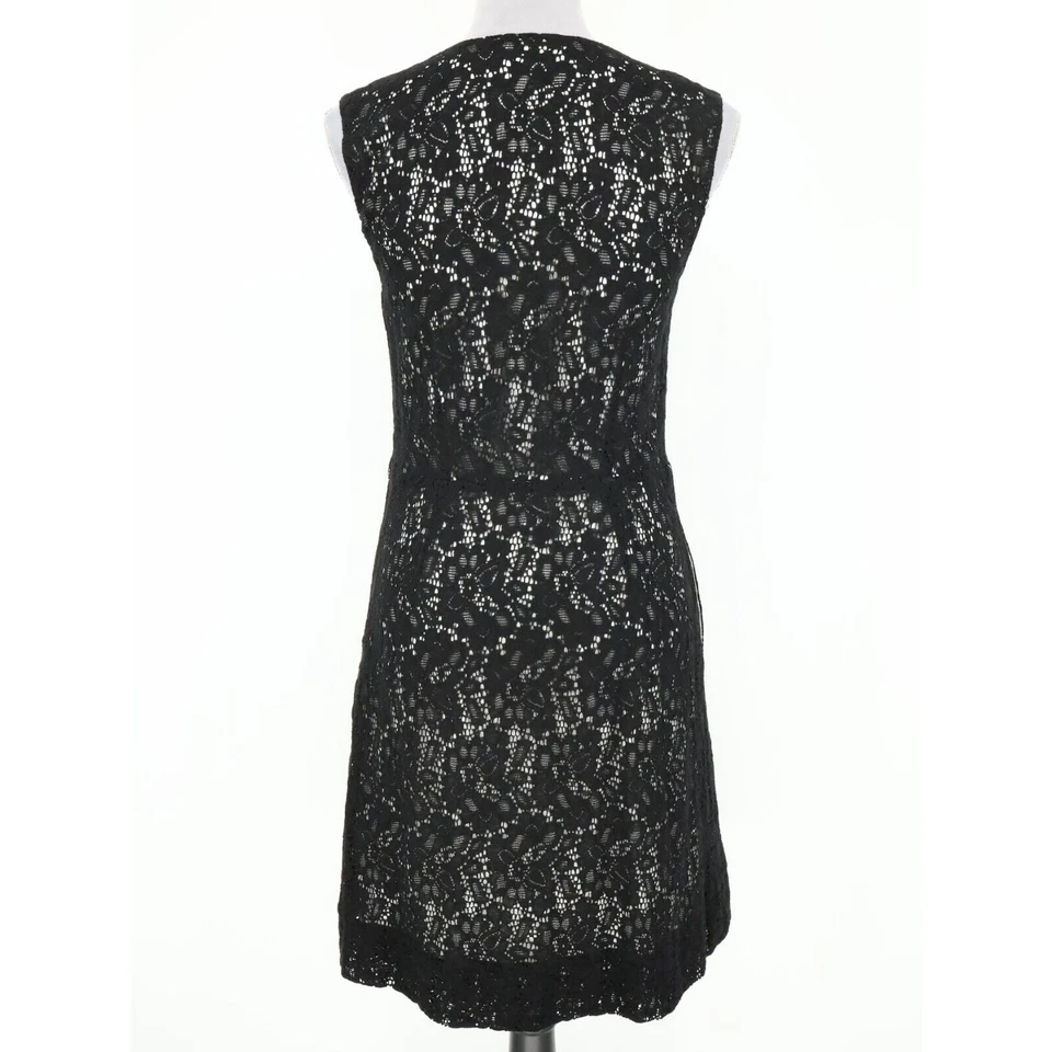 Vestido Andrew Marc NY Para Mujer 8 Negro Encaje Transparente Forrado Cremallera Fiesta Boda LBD Foto 2 de 4