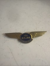 KLM Holland Airlines Junior Pilot Metal Blue Enamel Wings Pin - Vintage NOS