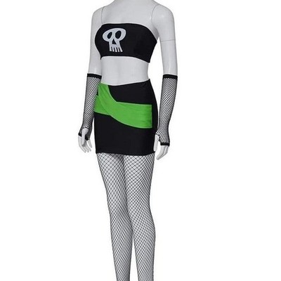 New Med Sam Manson Danny Phantom Halloween Cosplay Costume Set Outfit Fishnets