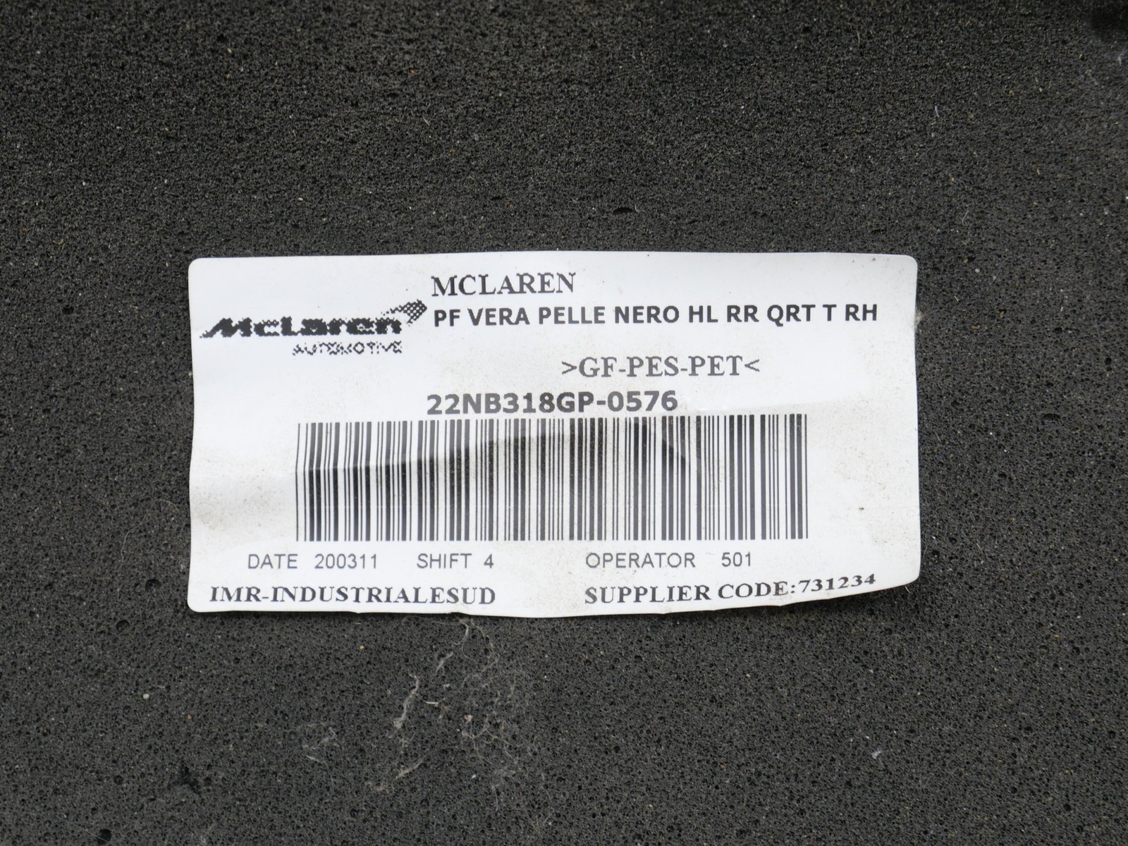 Used Rear Right Passenger Quarter Window Trim Panel 2020-2023 Mclaren GT OEM