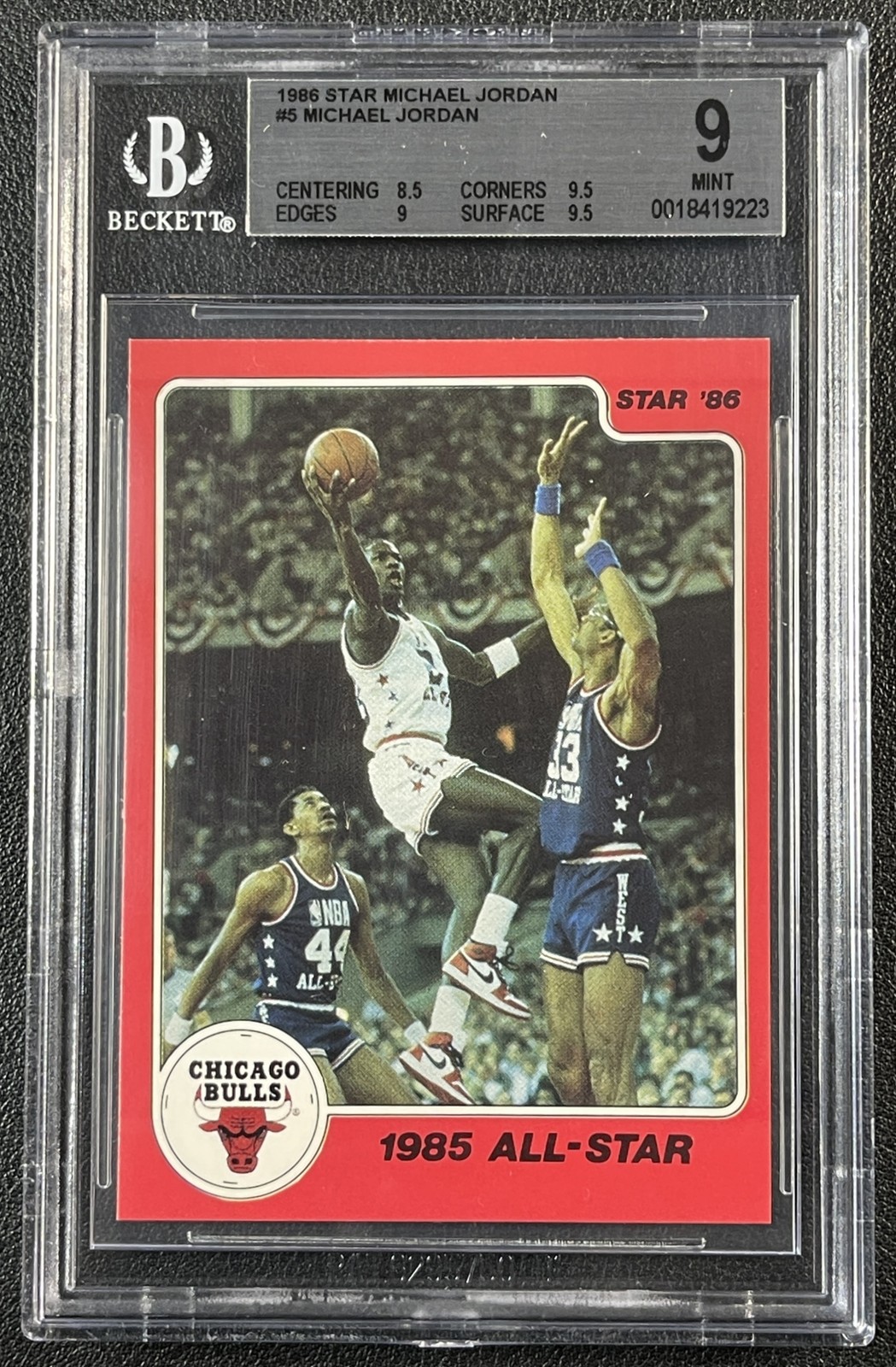 MICHAEL JORDAN BGS 9 1986-87 STAR #5 1985 ALL-STAR BULLS RC 9223