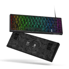 WOMIER M68 HE V2 65% THEMED HALL EFFECT WIRED GAMING KEYBOARD, BLACK/TOPOGRAPHIC