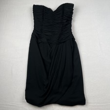 Vintage Victor Costa Strapless Black Mini Dress Size 10 Boned Bodice Ruched